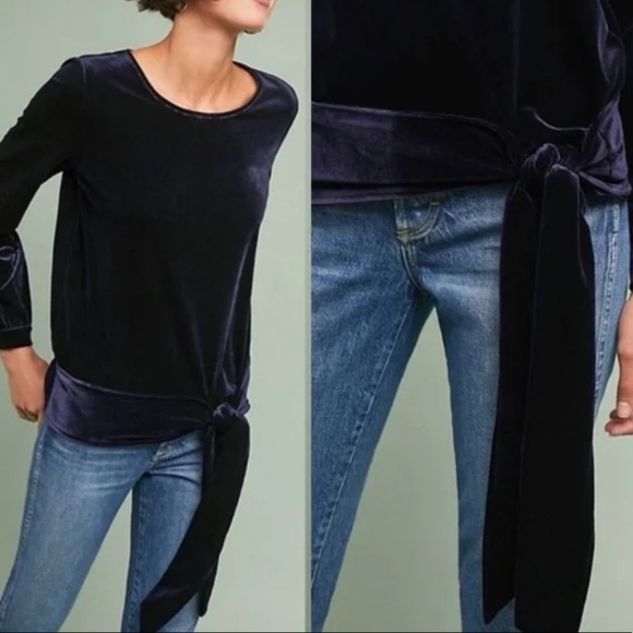 Anthropologie Tops - Anthropologie Moulinette Soeurs Velvety Tie Top